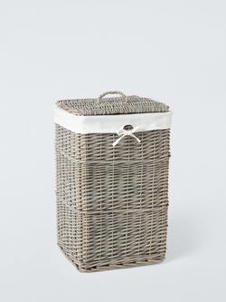 John Lewis Square Willow Laundry Basket, Grey, Grey