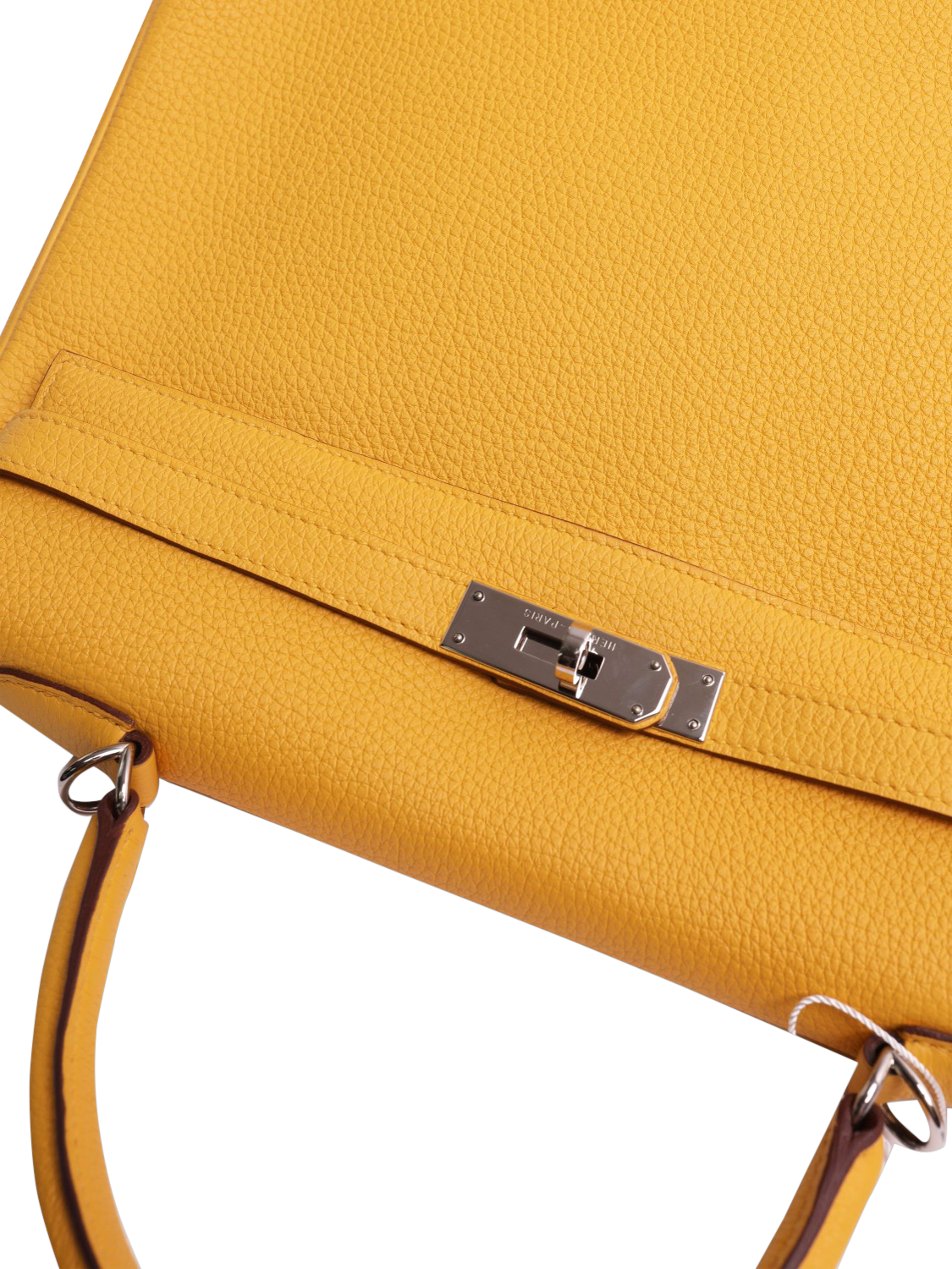 Product image 3 of 6, which shows Pre-loved Hermès Clemence Kelly 35 Top Handle Bag, Yellow