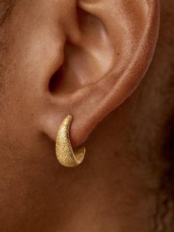 Monica Vinader Antica Textured Small Hoop Earrings, Gold - view 2, Gold