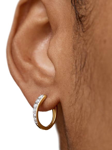 Monica Vinader Riva Lab Grown Diamond Horseshoe Hoop Earrings, Small - view 2, Gold