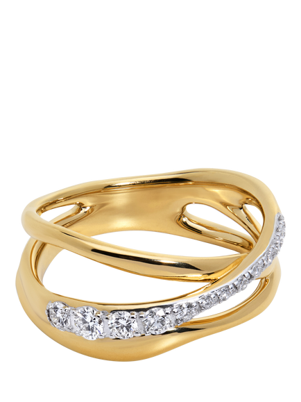 Monica Vinader Nura Pave Diamond Ring, Gold, Gold