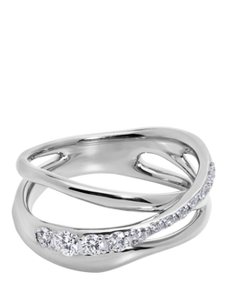 Monica Vinader Nura Pave Set Diamond Ring, Silver, Silver