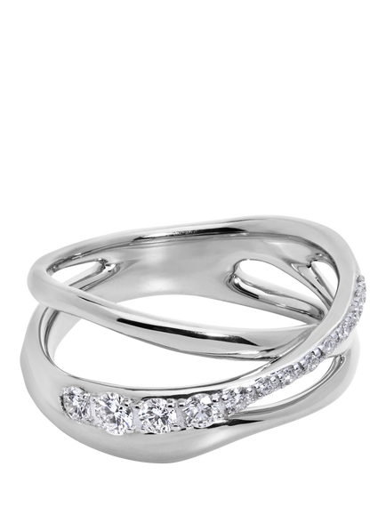 Monica Vinader Nura Pave Set Diamond Ring, Silver, Silver