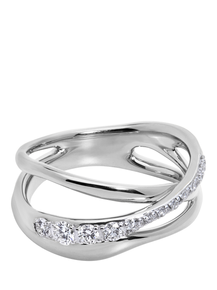 Monica Vinader Nura Pave Set Diamond Ring, Silver, Silver