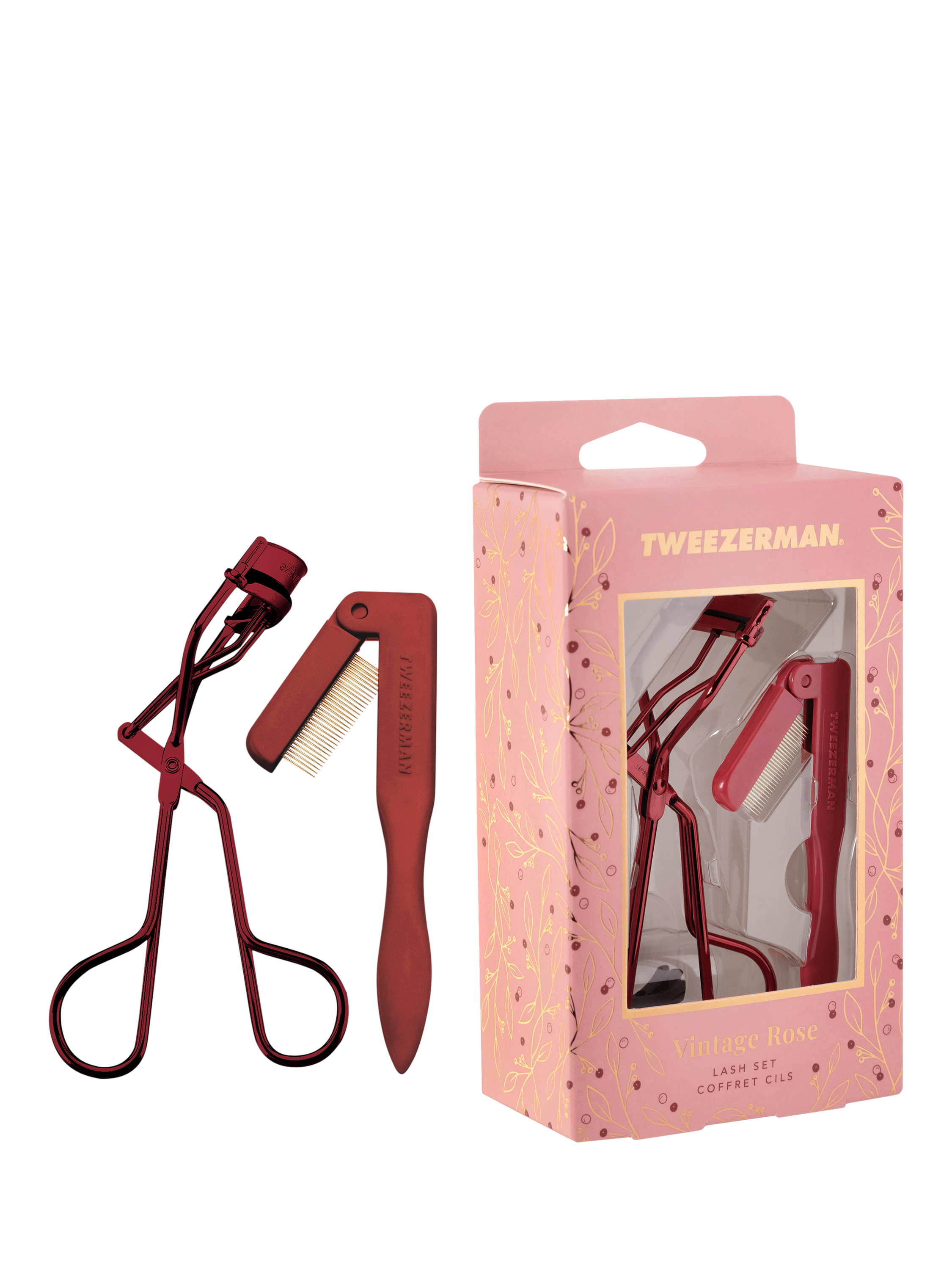 Product image 1 of 7, which shows Tweezerman Vintage Rose Lash Gift Set