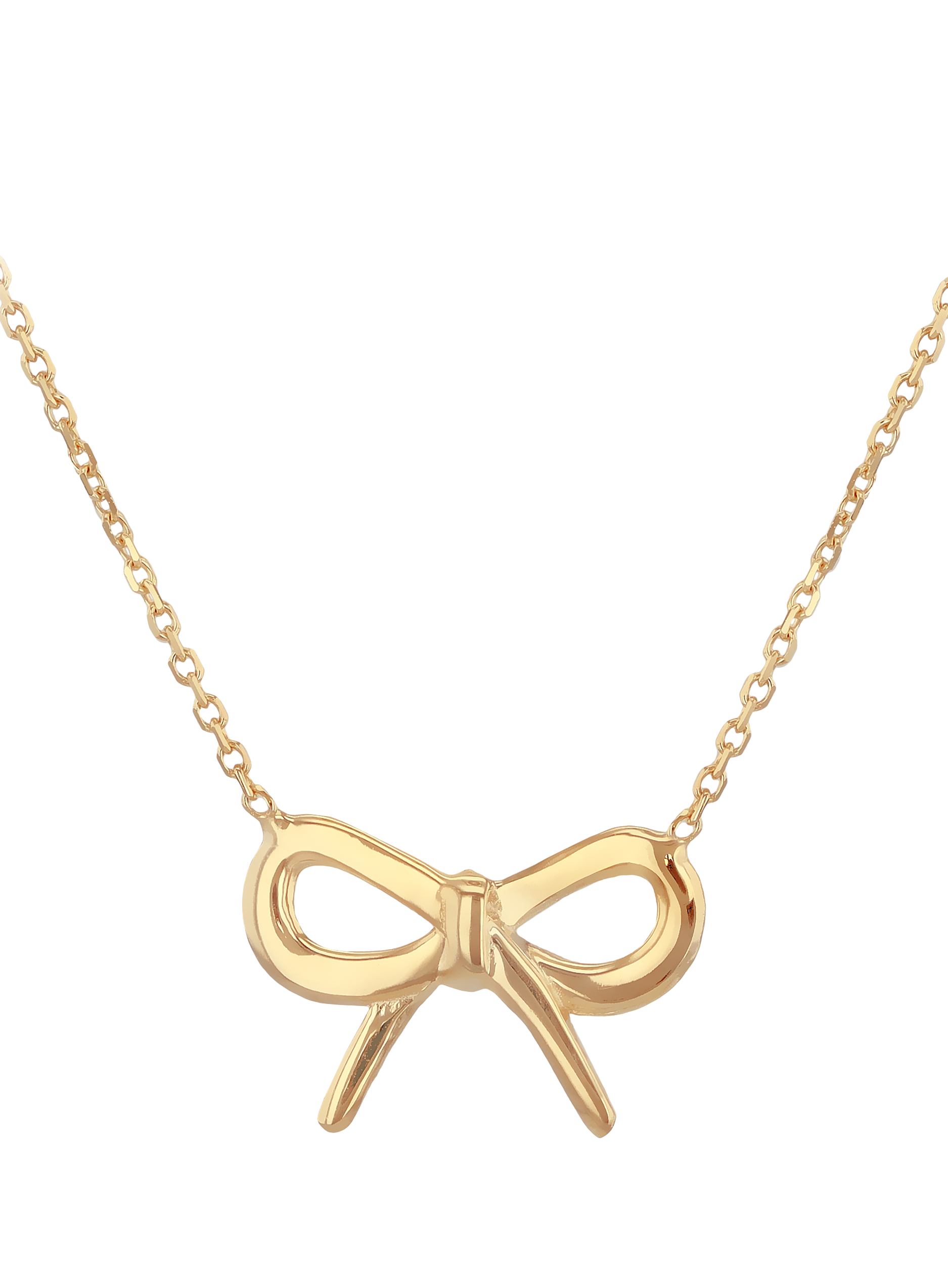 Product image 1 of 4, which shows IBB 9ct Gold Adjustable Bow Necklace, Gold