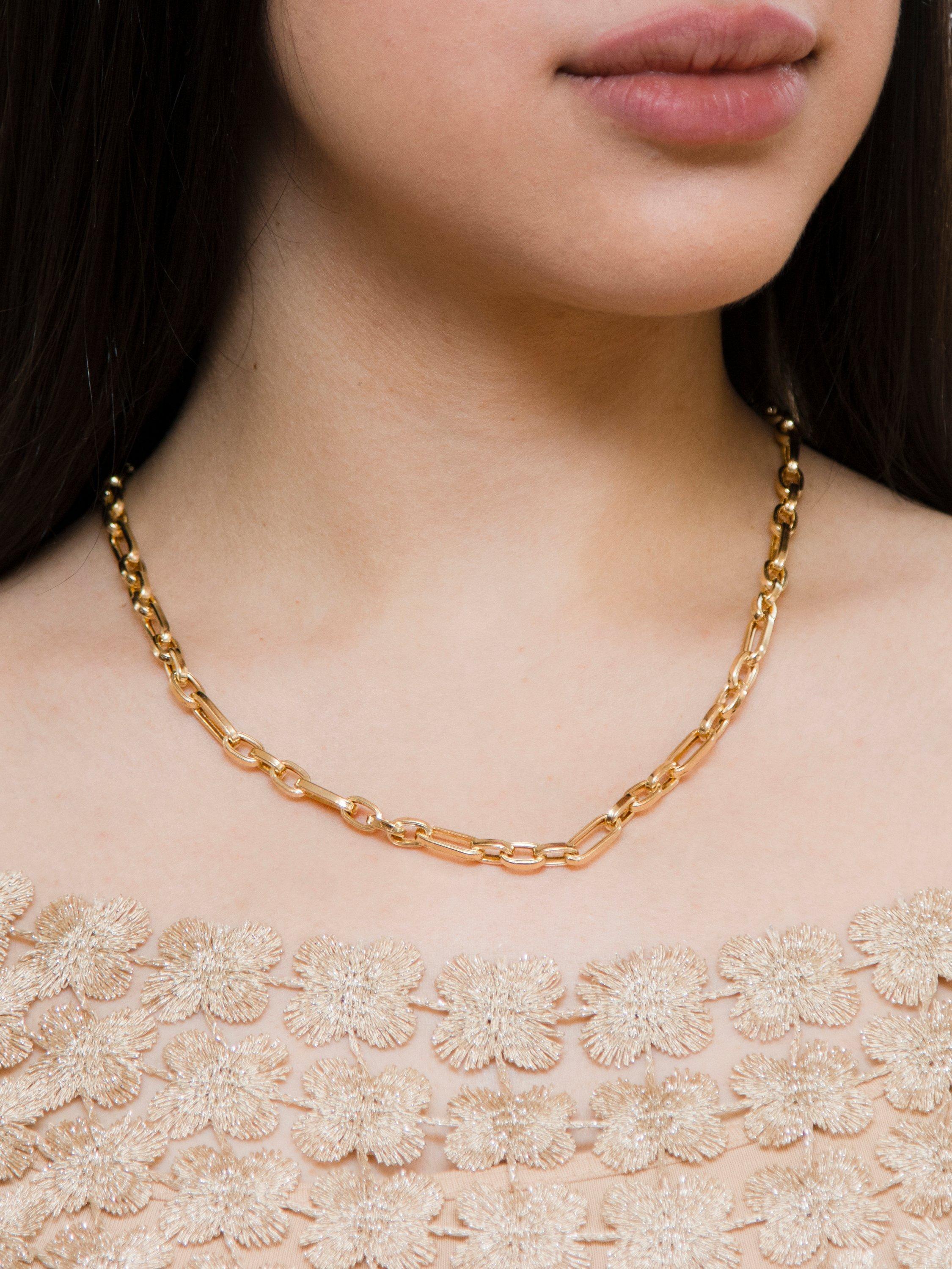Product image 2 of 4, which shows IBB 9ct Yellow Gold Fancy Figaro Chain Necklace