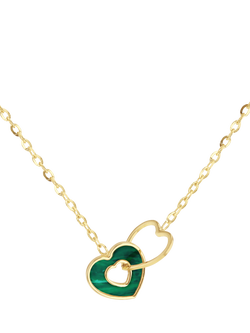 IBB Malachite Link Heart Pendant, Yellow Gold/Multi, Yellow Gold/ Multi