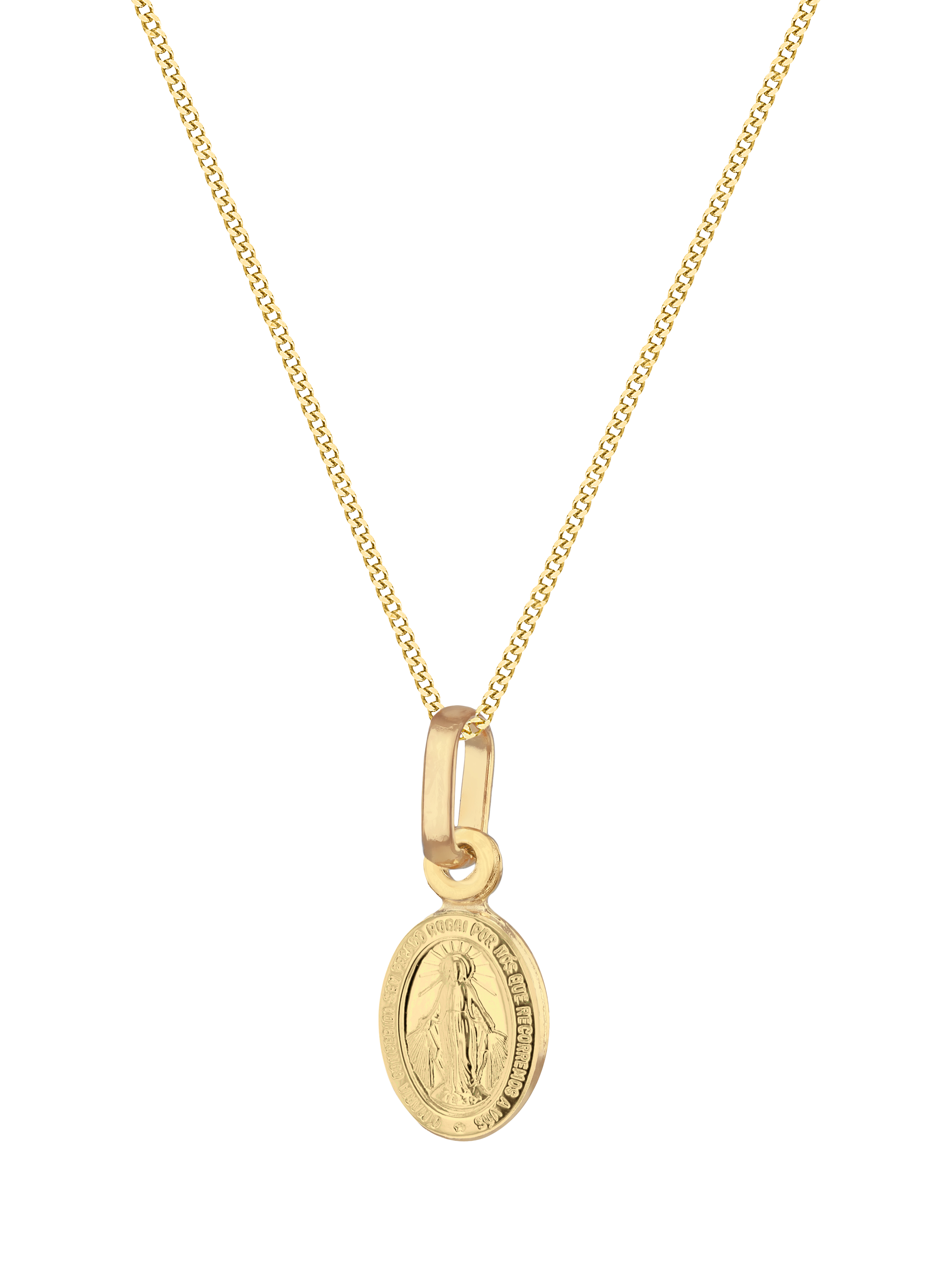 Product image 1 of 4, which shows IBB 9ct Yellow Gold Mini Oval Holy Mary Pendant