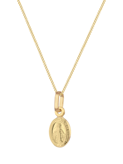 IBB 9ct Yellow Gold Mini Oval Holy Mary Pendant, Yellow Gold