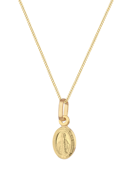 IBB 9ct Yellow Gold Mini Oval Holy Mary Pendant, Yellow Gold