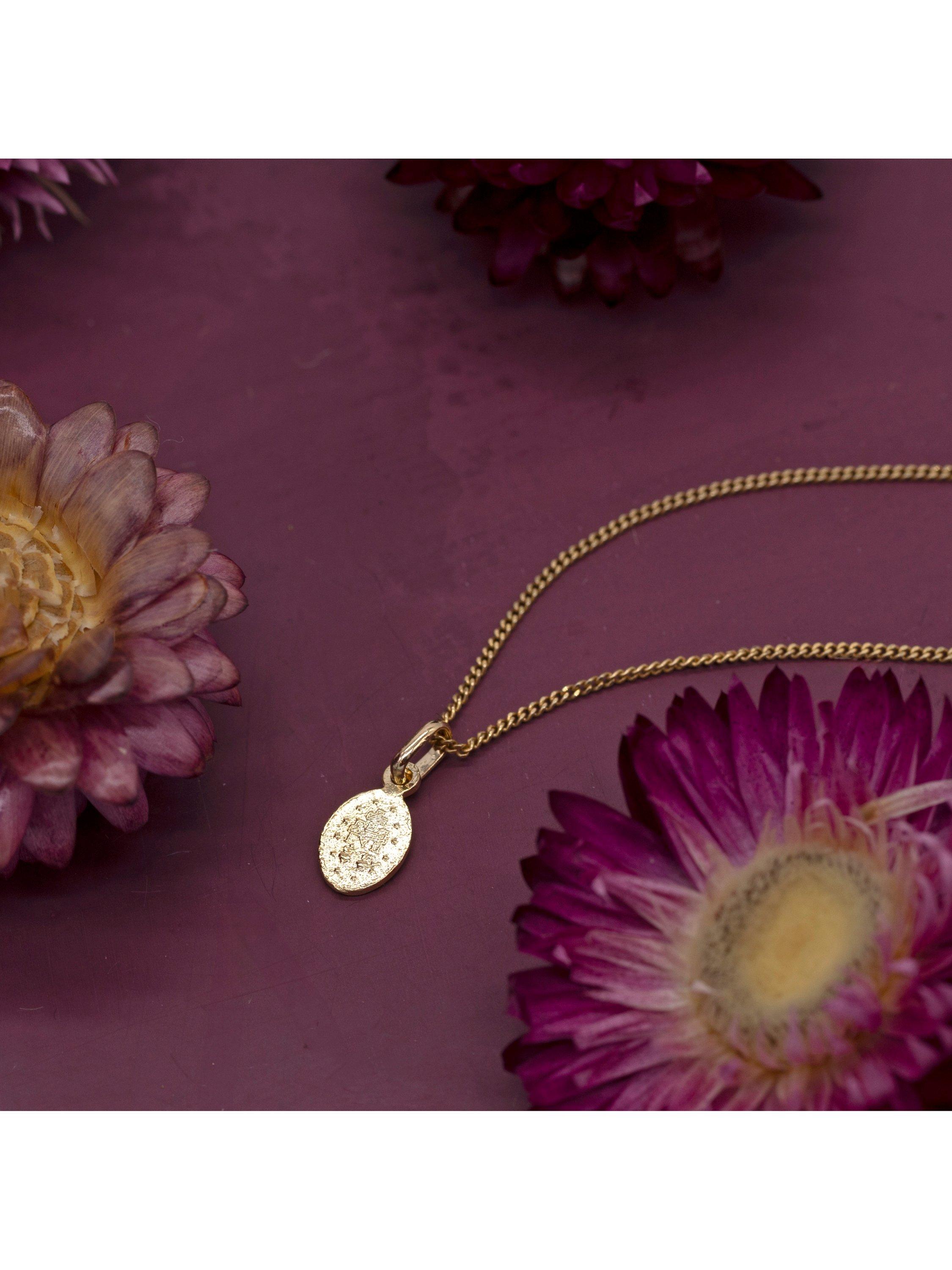 Product image 3 of 4, which shows IBB 9ct Yellow Gold Mini Oval Holy Mary Pendant