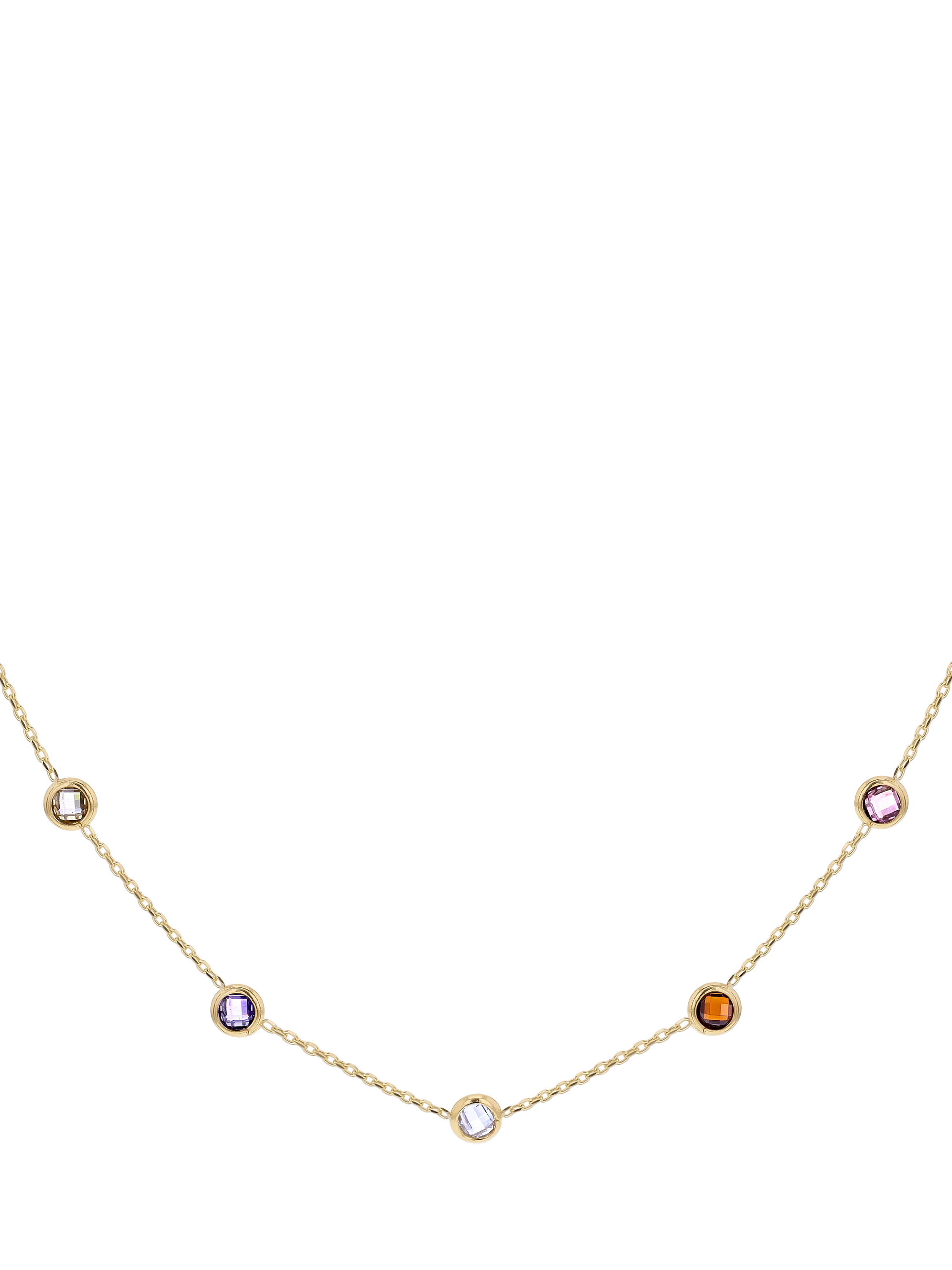 Product image 1 of 5, which shows IBB Cubic Zirconia Stone Necklace, Yellow Gold/Multi