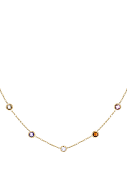 IBB Cubic Zirconia Stone Necklace, Yellow Gold/Multi, Yellow Gold/ Multi