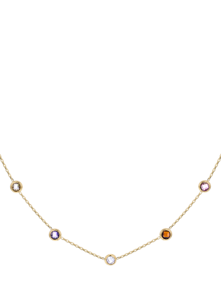 IBB Cubic Zirconia Stone Necklace, Yellow Gold/Multi, Yellow Gold/ Multi