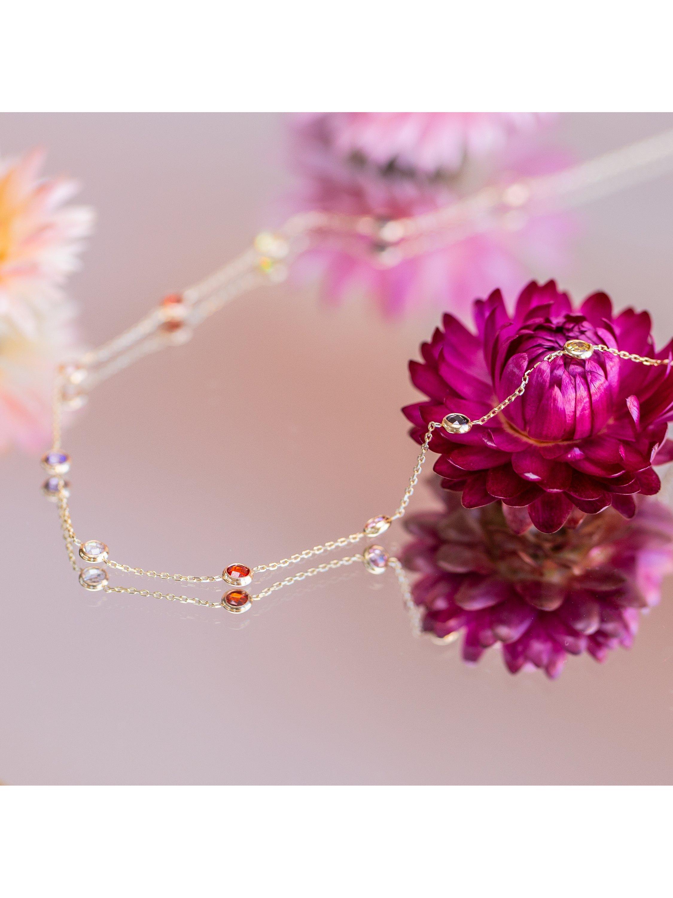 Product image 3 of 5, which shows IBB Cubic Zirconia Stone Necklace, Yellow Gold/Multi