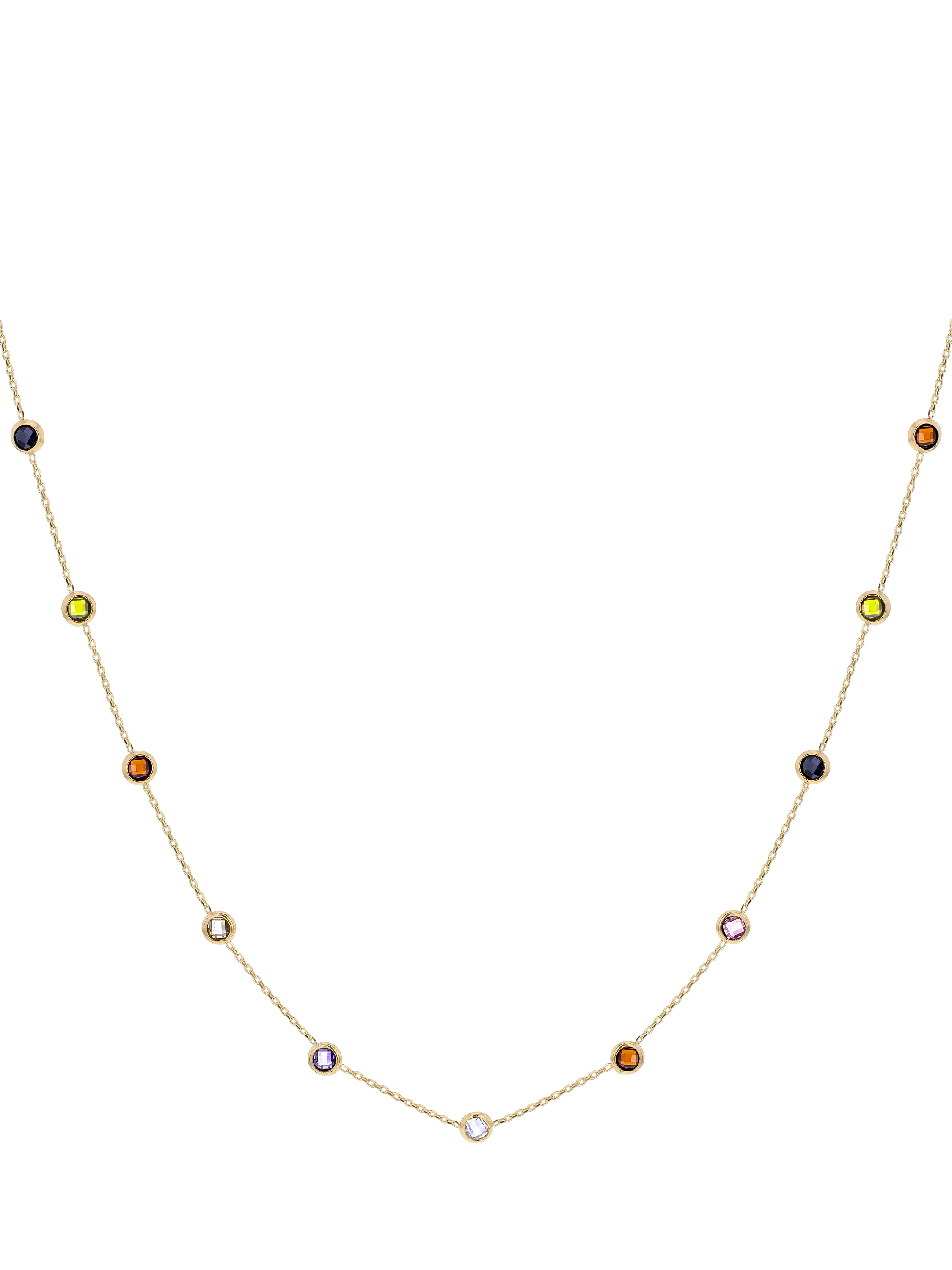 Product image 4 of 5, which shows IBB Cubic Zirconia Stone Necklace, Yellow Gold/Multi