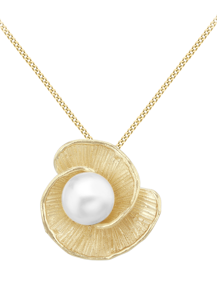 IBB Pearl Flower Pendant Necklace, Yellow Gold/Multi, Yellow Gold/ Multi