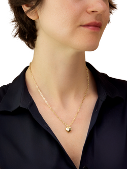 IBB 9ct Yellow Gold Puffed Heart Adjustable Paper Necklace - view 2, Yellow Gold