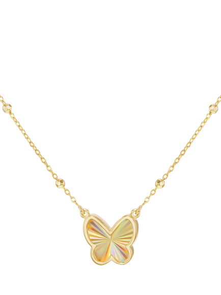 IBB 9ct Yellow Gold Rainbow Butterfly Trace and Ball Necklace, Yellow Gold