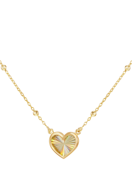 IBB 9ct Yellow Gold Rainbow Heart Trace and Ball Necklace, Yellow Gold