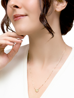 IBB 9ct Yellow Gold Rainbow Heart Trace and Ball Necklace - view 2, Yellow Gold