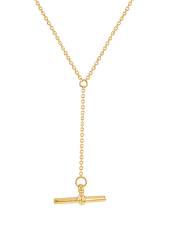IBB 9ct Yellow Gold T-Bar Diamond Cut Trace Chain Necklace, Yellow Gold