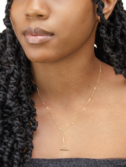 IBB 9ct Yellow Gold T-Bar Diamond Cut Trace Chain Necklace - view 2, Yellow Gold