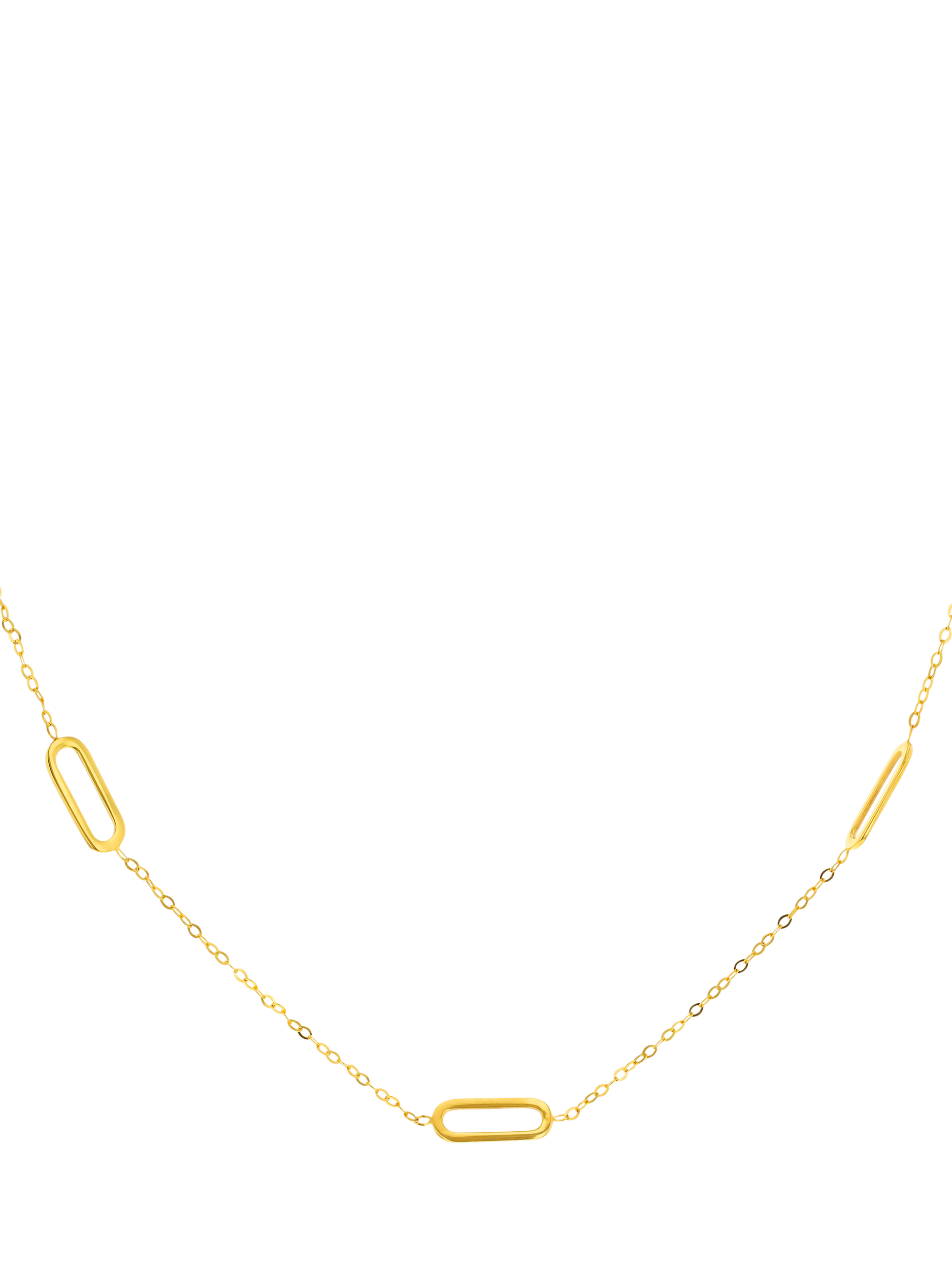 Product image 1 of 3, which shows IBB 9ct Yellow Gold Three Paper Chain Necklace