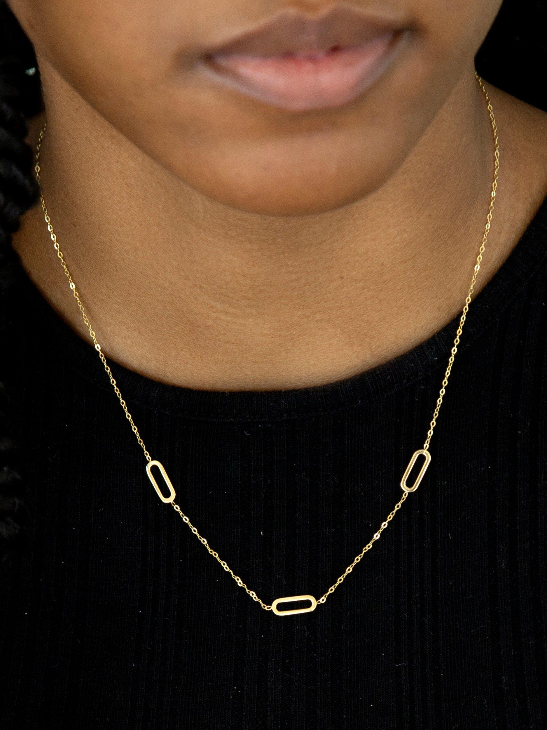 Product image 3 of 3, which shows IBB 9ct Yellow Gold Three Paper Chain Necklace