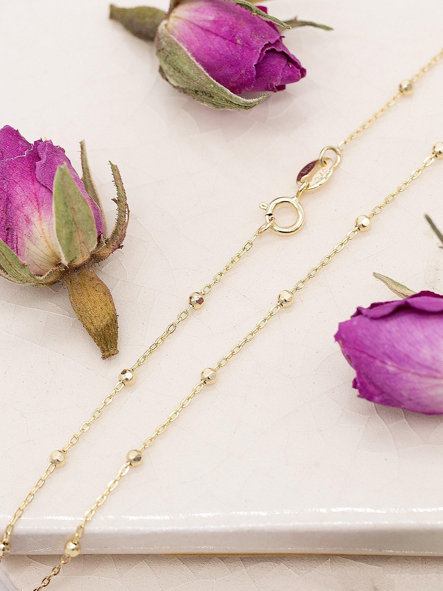 Product image 3 of 4, which shows IBB 9ct Yellow Gold Diamond Cut Ball Trace Necklace