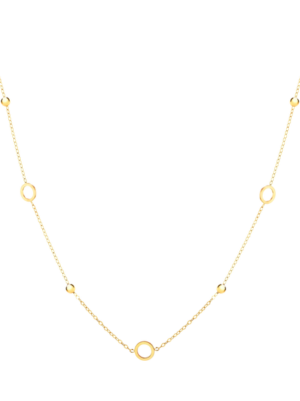 IBB 9ct Yellow Gold Circle and Bead Necklace, Yellow Gold