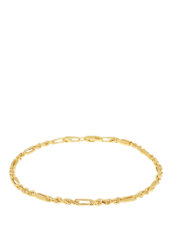 IBB 9ct Yellow Gold Hollow Dimaond Cut Figarope Bracelet, Yellow Gold