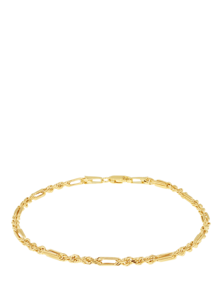 IBB 9ct Yellow Gold Hollow Dimaond Cut Figarope Bracelet, Yellow Gold