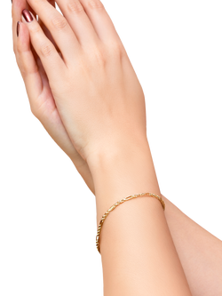 IBB 9ct Yellow Gold Hollow Dimaond Cut Figarope Bracelet - view 2, Yellow Gold