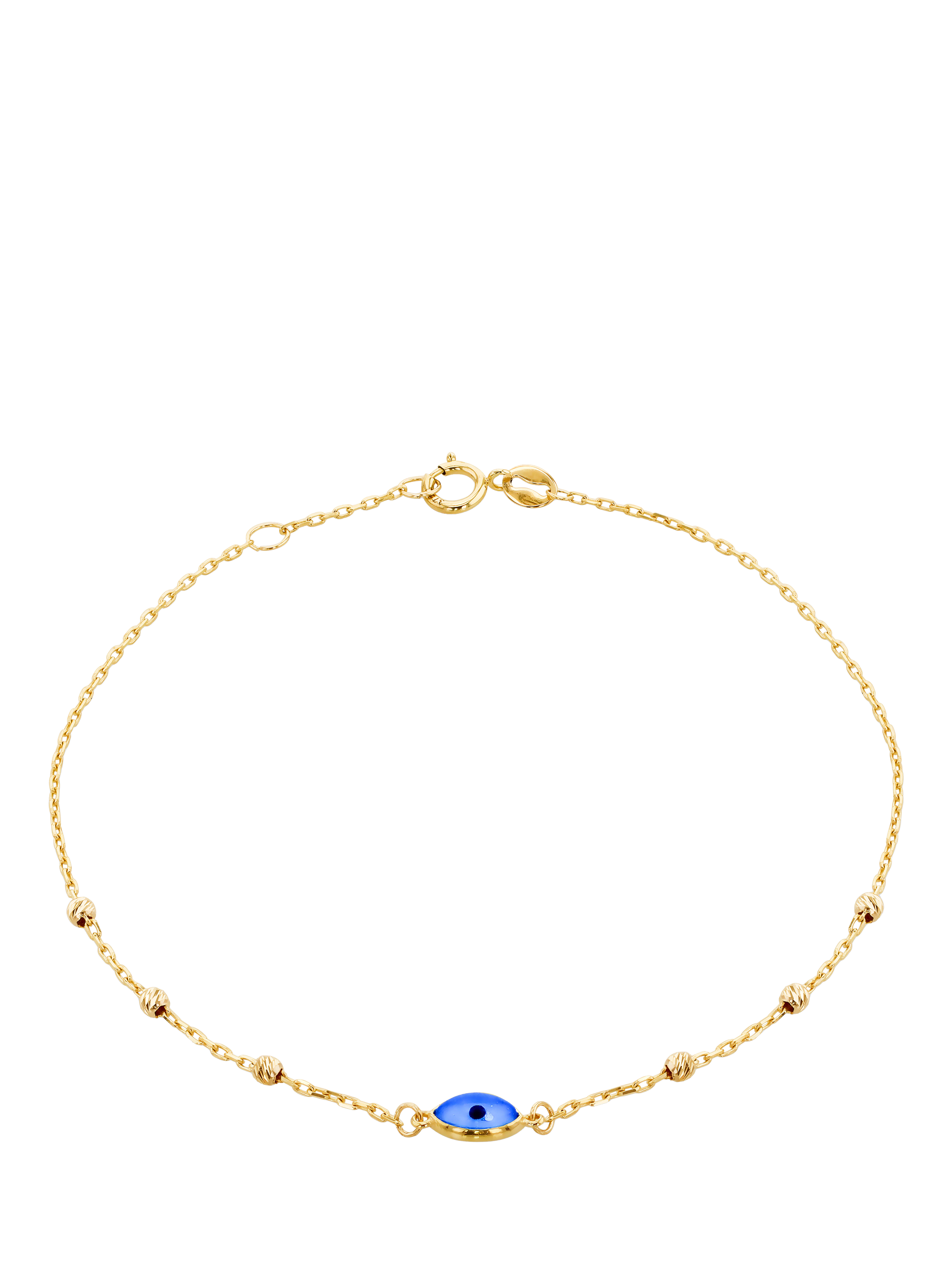 Product image 1 of 4, which shows IBB Evil Eye Charm Bracelet, Yellow Gold/Multi
