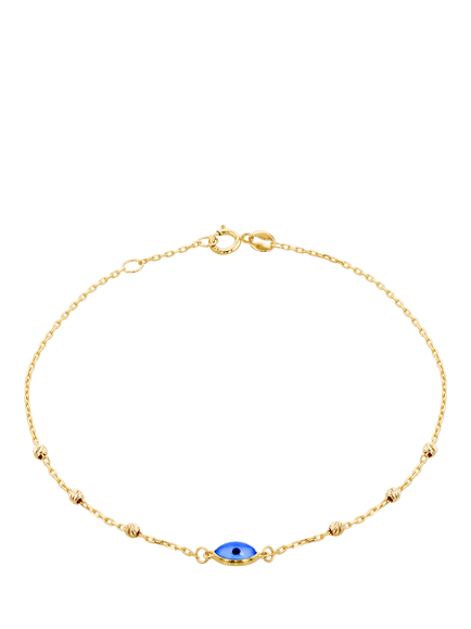 IBB Evil Eye Charm Bracelet, Yellow Gold/Multi, Yellow Gold/ Multi