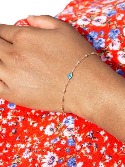 IBB Evil Eye Charm Bracelet, Yellow Gold/Multi - view 2, Yellow Gold/ Multi