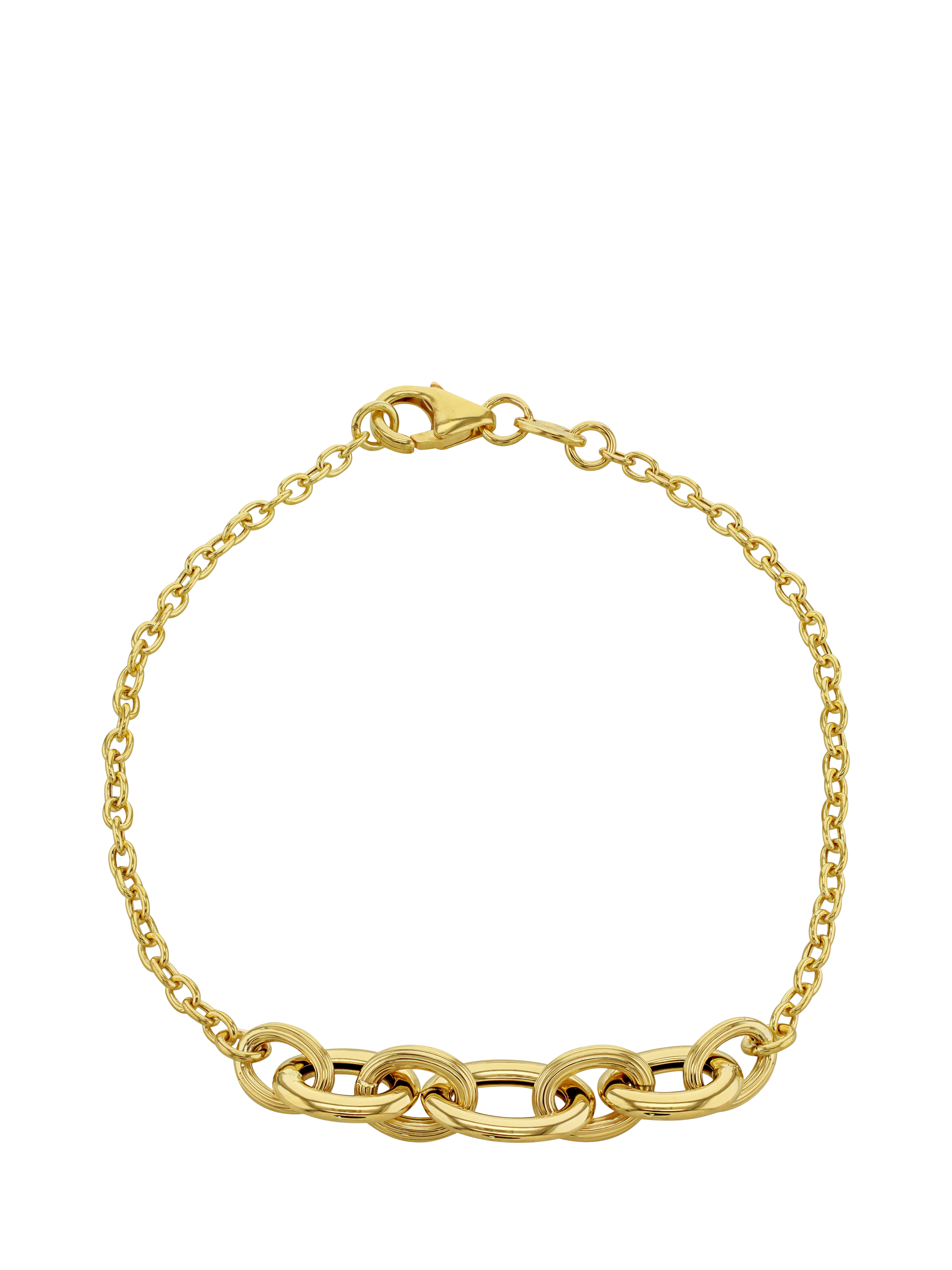 Product image 1 of 4, which shows IBB 9ct Yellow Gold Rolo Curb Chain Bracelet