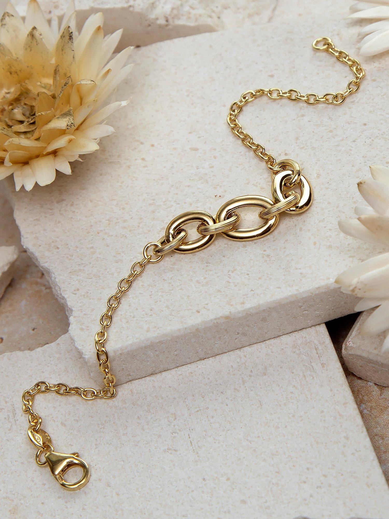 Product image 3 of 4, which shows IBB 9ct Yellow Gold Rolo Curb Chain Bracelet