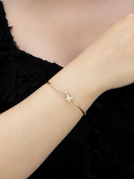 IBB 9ct Yellow Gold Rainbow Butterfly Bangle - view 2, Yellow Gold