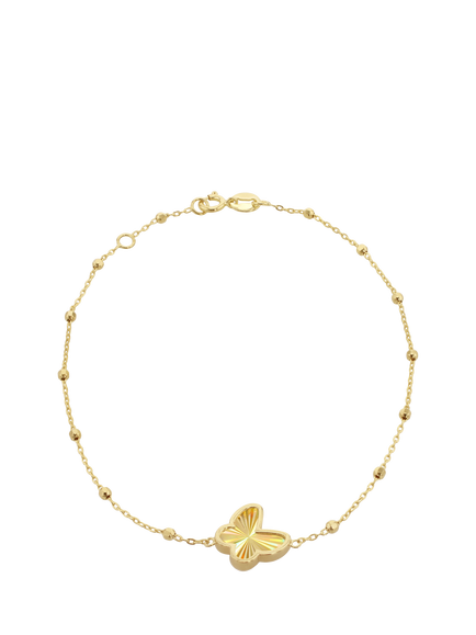 IBB 9ct Yellow Gold Rainbow Butterfly Trace and Ball Bracelet, Yellow Gold