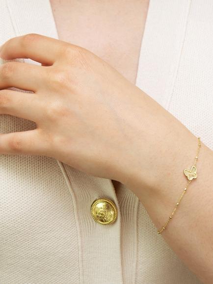 IBB 9ct Yellow Gold Rainbow Butterfly Trace and Ball Bracelet - view 2, Yellow Gold