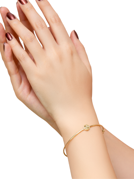 IBB 9ct Yellow Gold Rainbow Circle Bangle - view 2, Yellow Gold