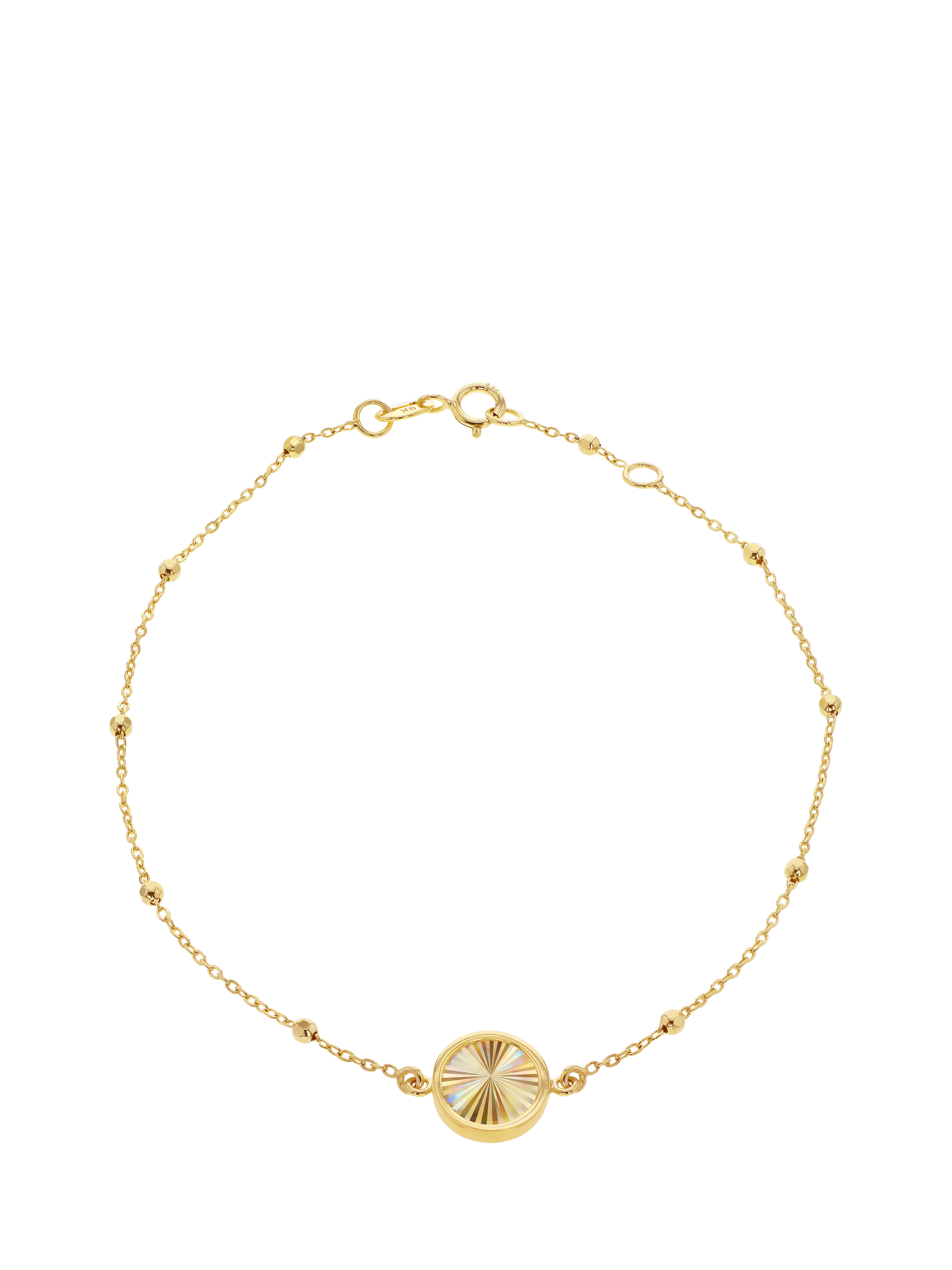 Product image 1 of 3, which shows IBB 9ct Yellow Gold Rainbow Circle Trace and Ball Bracelet