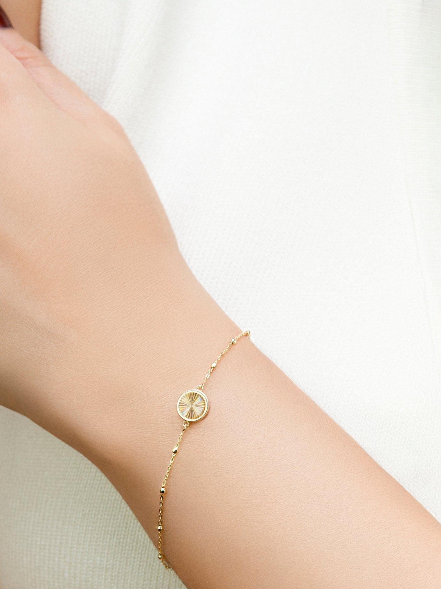 Product image 2 of 3, which shows IBB 9ct Yellow Gold Rainbow Circle Trace and Ball Bracelet