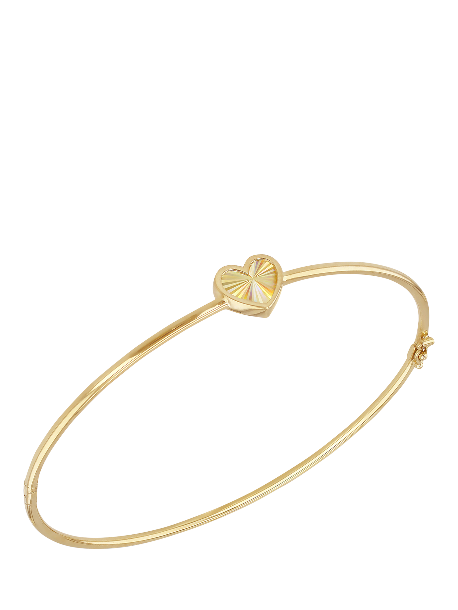 Product image 1 of 4, which shows IBB 9ct Yellow Gold Rainbow Heart Bangle