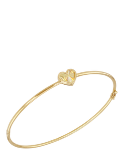 IBB 9ct Yellow Gold Rainbow Heart Bangle, Yellow Gold