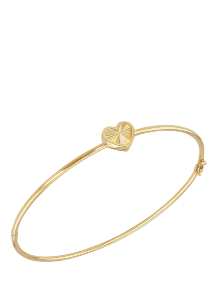 IBB 9ct Yellow Gold Rainbow Heart Bangle, Yellow Gold