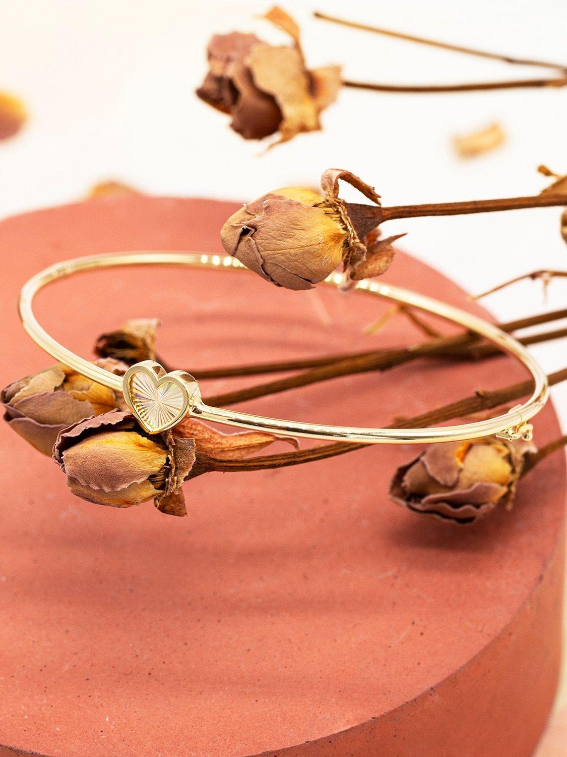 Product image 4 of 4, which shows IBB 9ct Yellow Gold Rainbow Heart Bangle